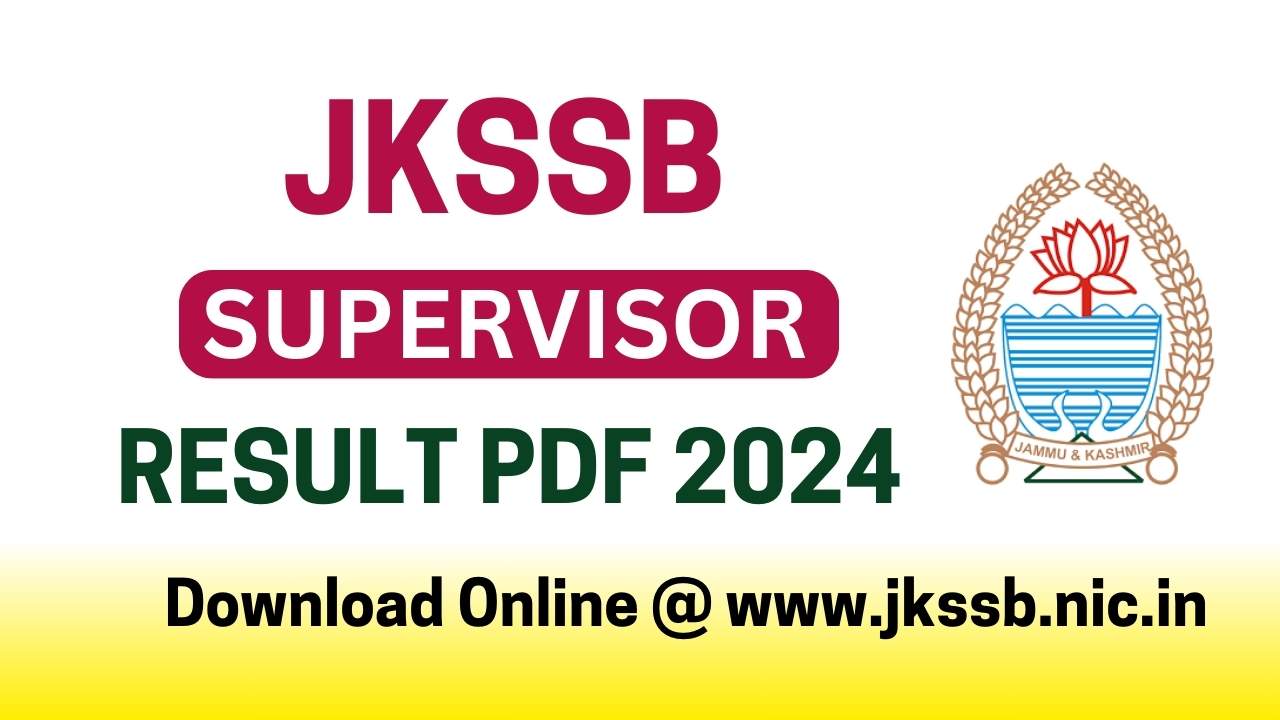 JKSSB Supervisor Result PDF 2024