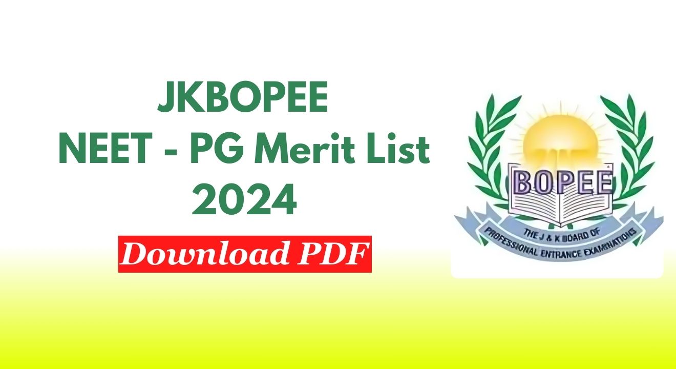 JKBOPEE NEET PG Merit List 2024