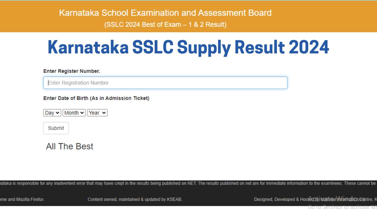 Karnataka SSLC Supply Result 2024