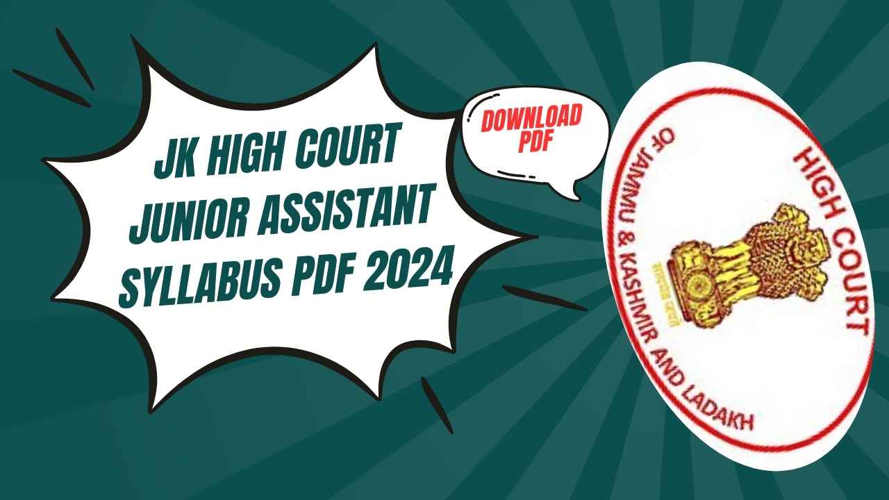 JK High court Junior assistant Syllabus PDF 2024